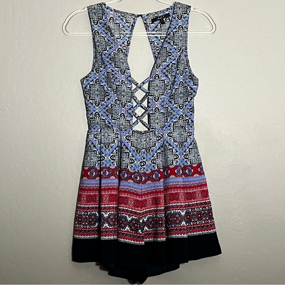 Papaya Backless Plunging Neckline Romper NWOT